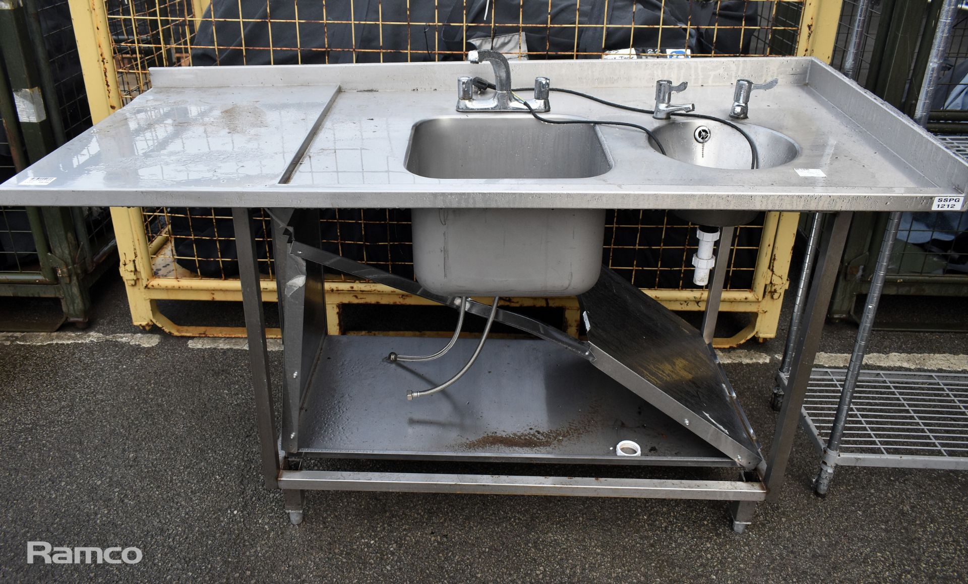 Stainless steel sink unit with wash basin - W 1700 x D 760 x H 1000mm