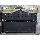 2x Revolve Technologies Ltd black metal stackable equipment containers - W 2140 x D 1120 x H 880mm