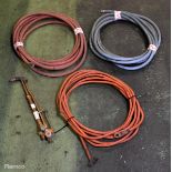 Oxy acetylene cutting torch with hoses & cable