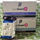 2x boxes of MicroClean SureGuard 3 coveralls with integral feet - size small - 25 units per box