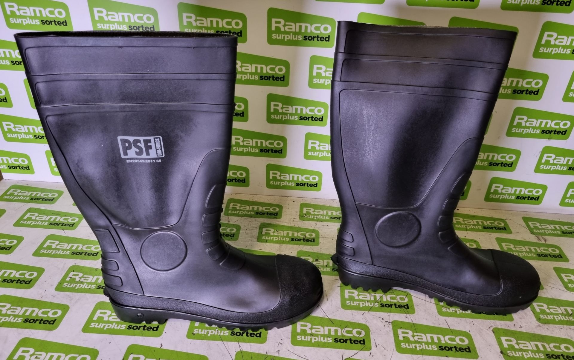 6x pairs of PSF Dri-Force black wellington boots - size: UK 9 - EU 43 - Bild 3 aus 4