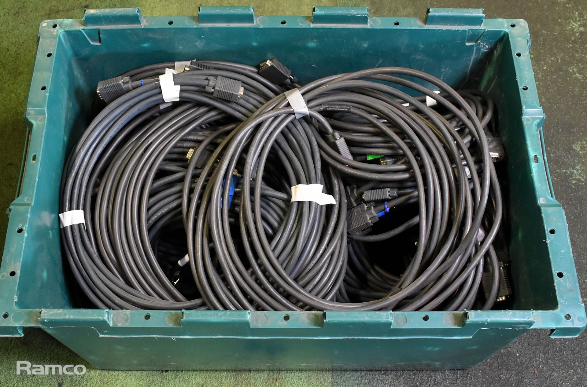 Box of mixed VGA cables - 2x 20m, 6x 15m, 6x 10m, 10x 5m, 8x 3m, 2x 2m, 1x 1m