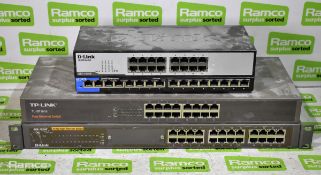 4x Network switches - D-Link DES1016D, Linksys LGS116, TP-Link TL-SF1016 & D-Link DES1024R