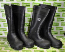 2x pairs of PSF Dri-Force black wellington boots - size: UK 11 - EU 46