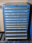 Dexion 12 drawer tooling cabinet - no key - W 760 x D 760 x H 1060mm