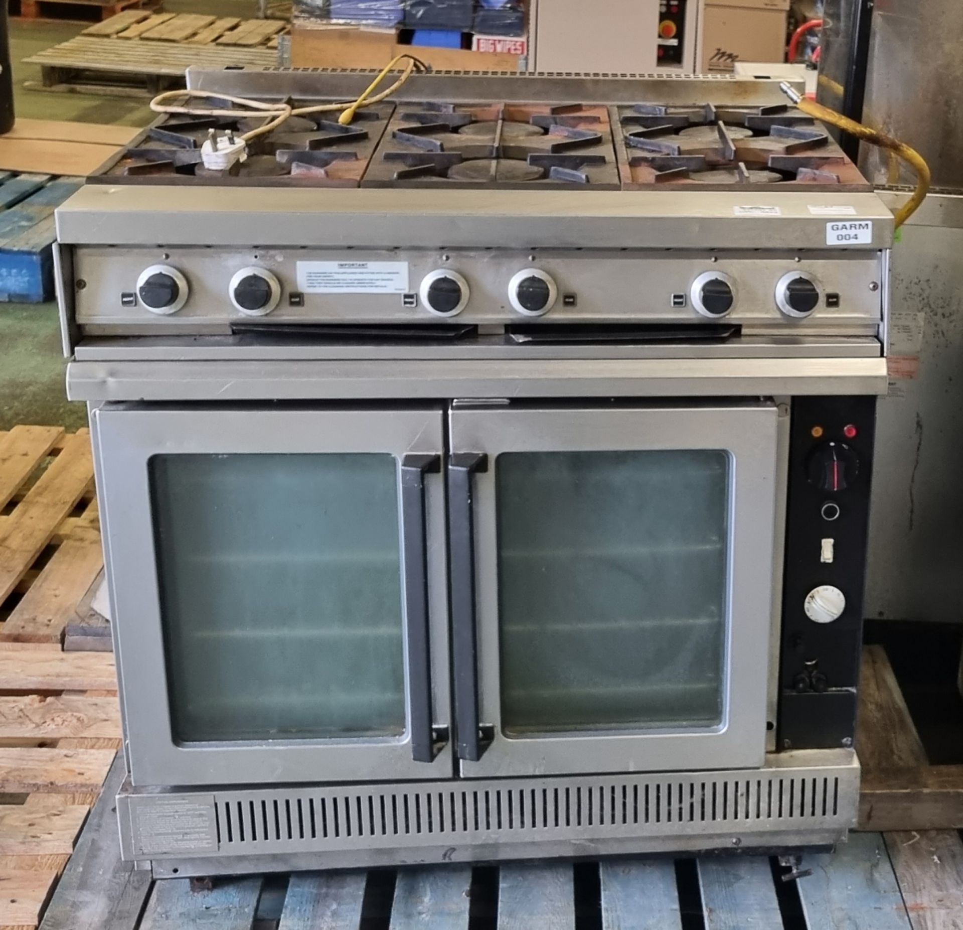 6 ring commercial gas oven - W 900 x D 770 x H 900mm