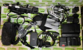 Photography spares, microphone covers, camera battery chargers & headphones