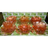 13x Orange carnival glass bowls