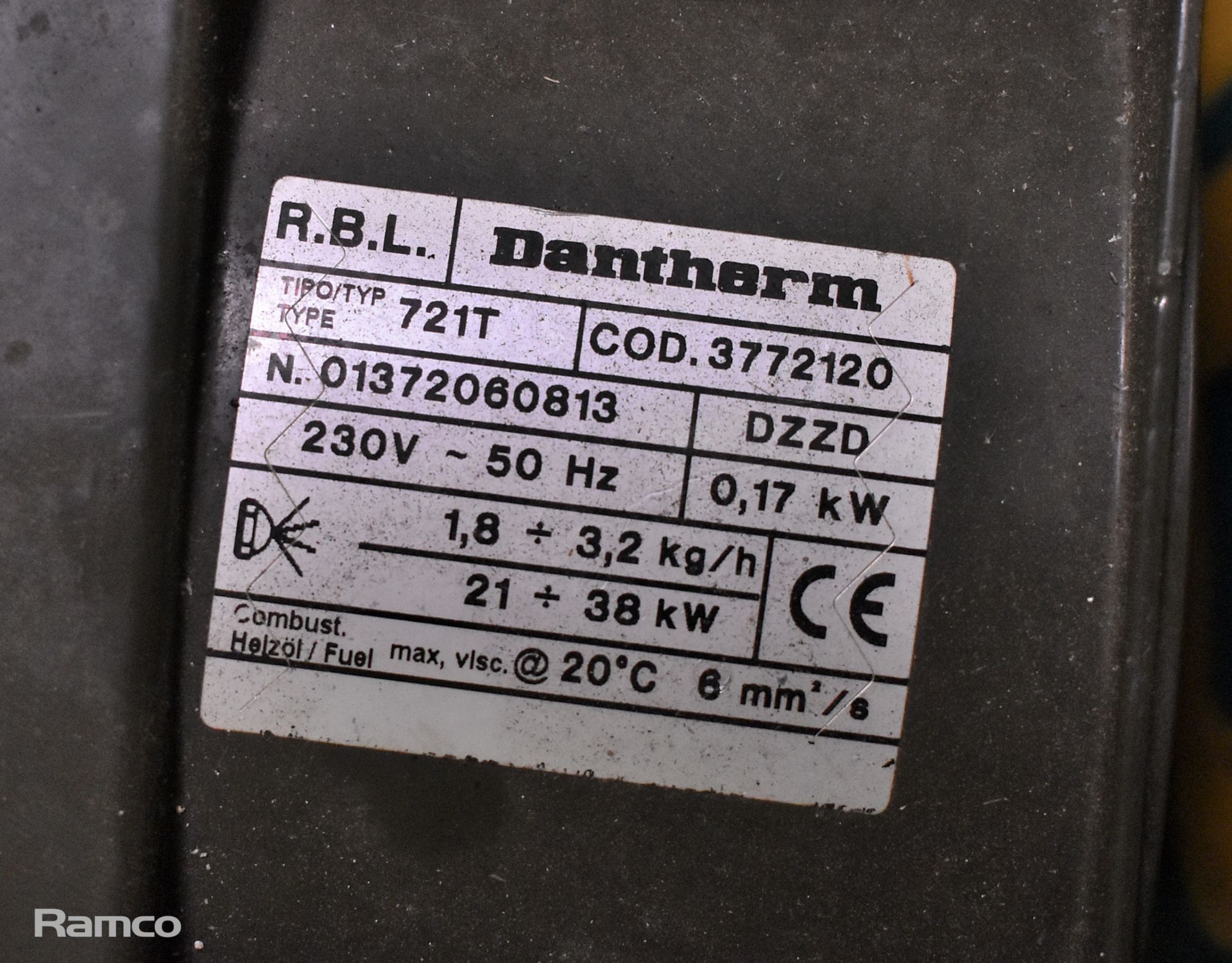 5x Dantherm oil burners - 1x 721D, 2x 721T, 1x 722D, 1x no plate - Image 11 of 11