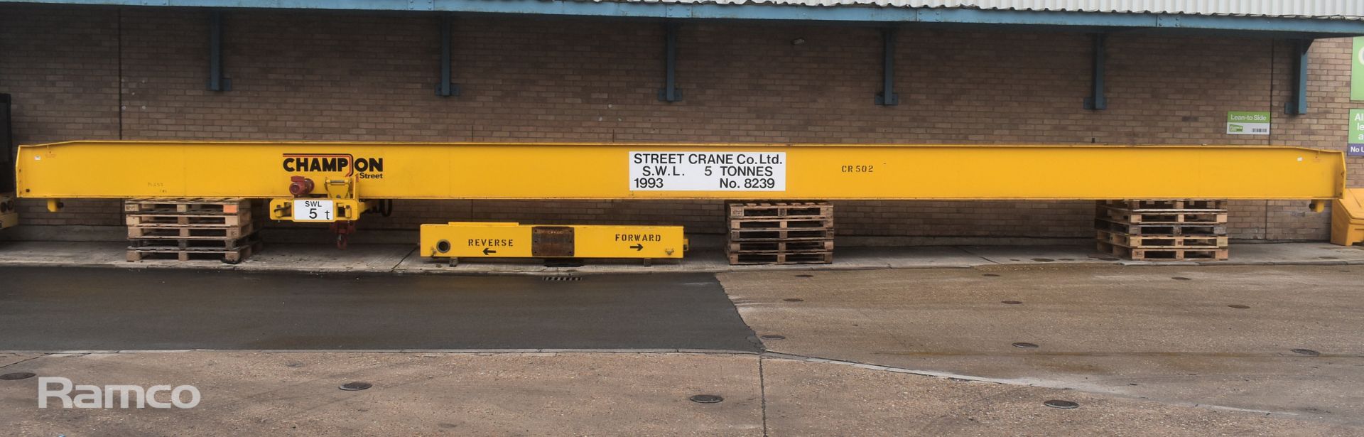 Street Crane Co Ltd overhead crane assembly - 1993 - S.W.L: 5 tonnes - Main beam L 15.5m x D 1.3m