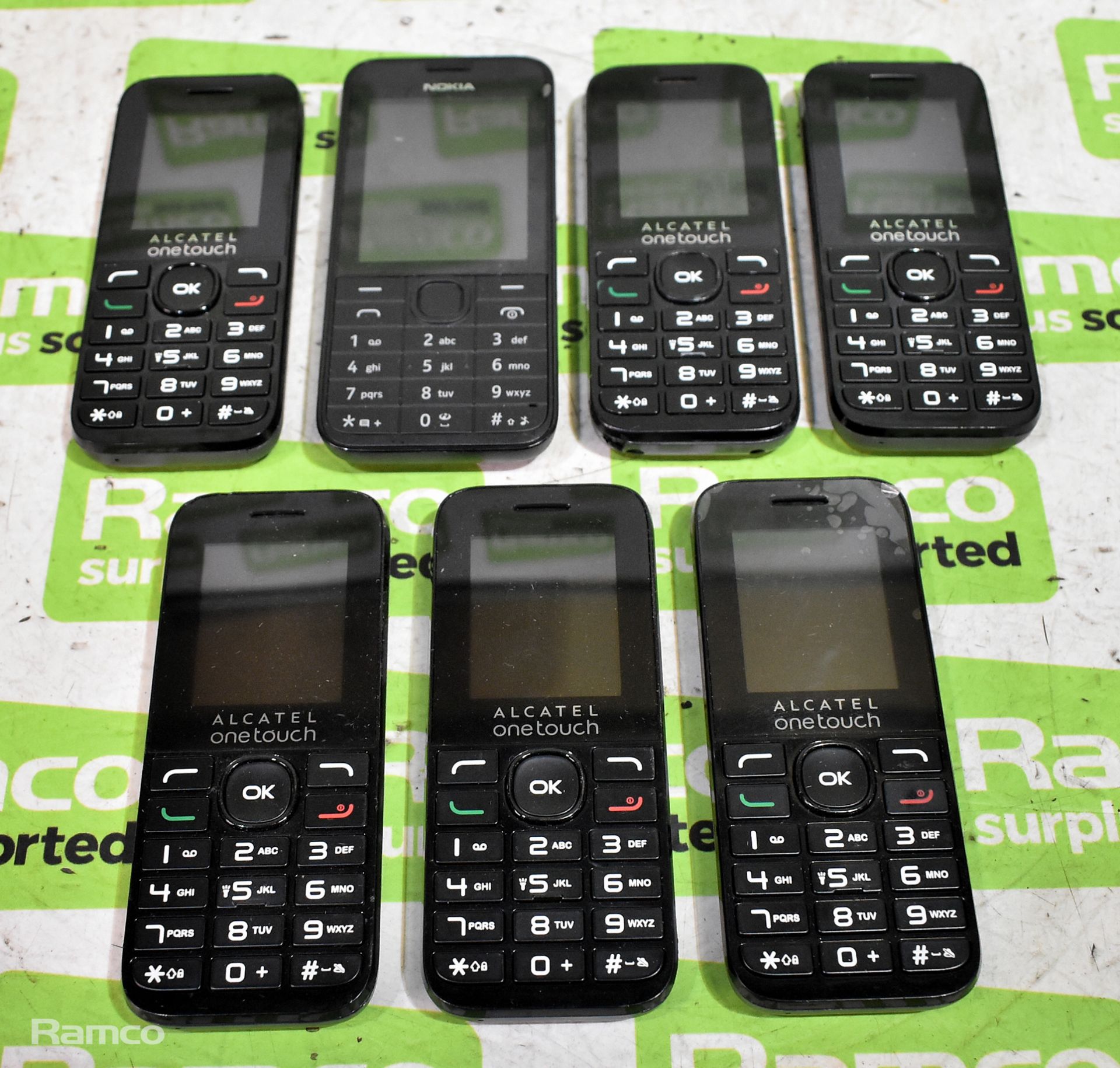 6x Alcatel One touch mobile phones & 1x Nokia 208 mobile phone