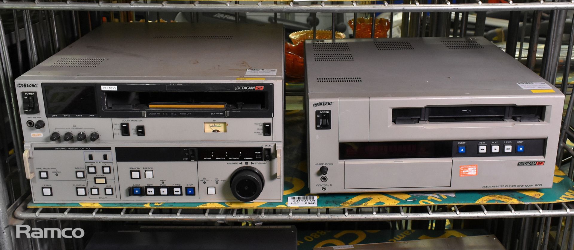 Sony UVW-1200P BetaCam SP video cassette player, Sony BVW-65P BetaCam SP videocassette player SPARES