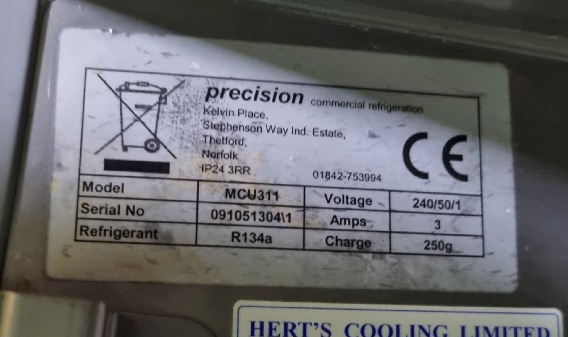 Precision MCU 311 3 door undercounter refrigerator - 240V 50Hz - L 1820 x W 650 x H 870mm - Bild 5 aus 5
