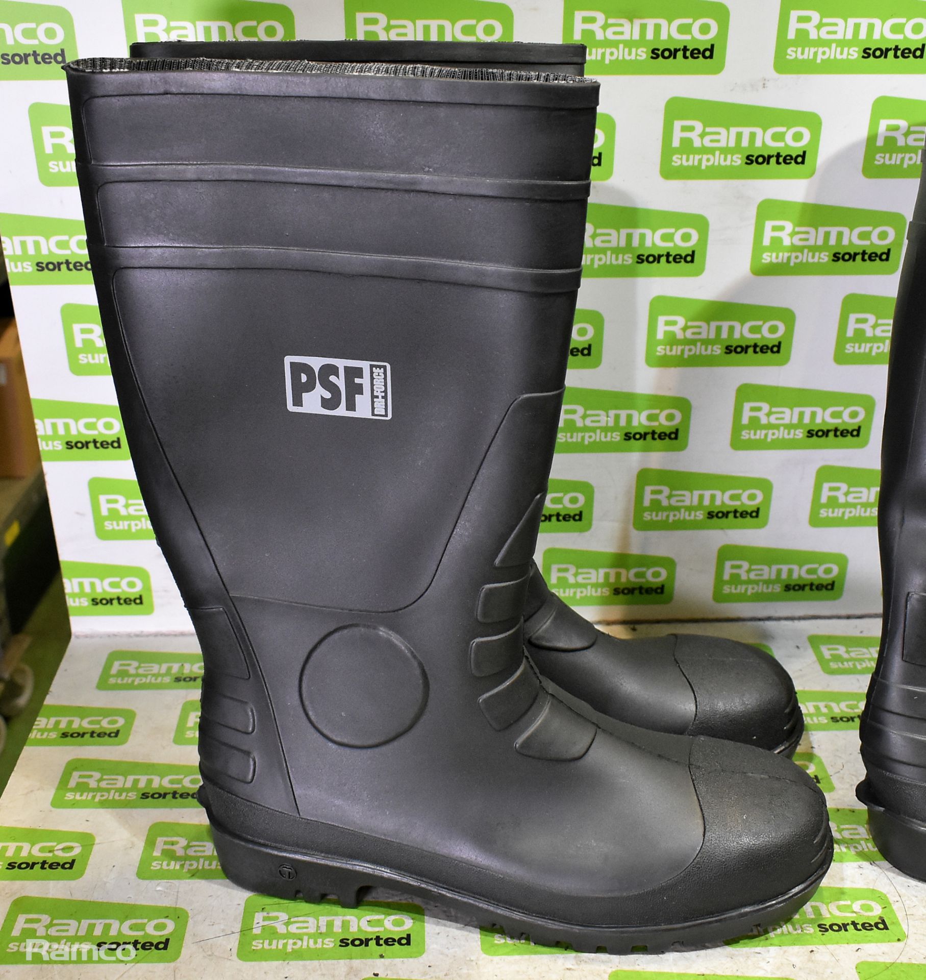 2x pairs of PSF Dri-Force black wellington boots - size: UK 11 - EU 46 - Bild 2 aus 5