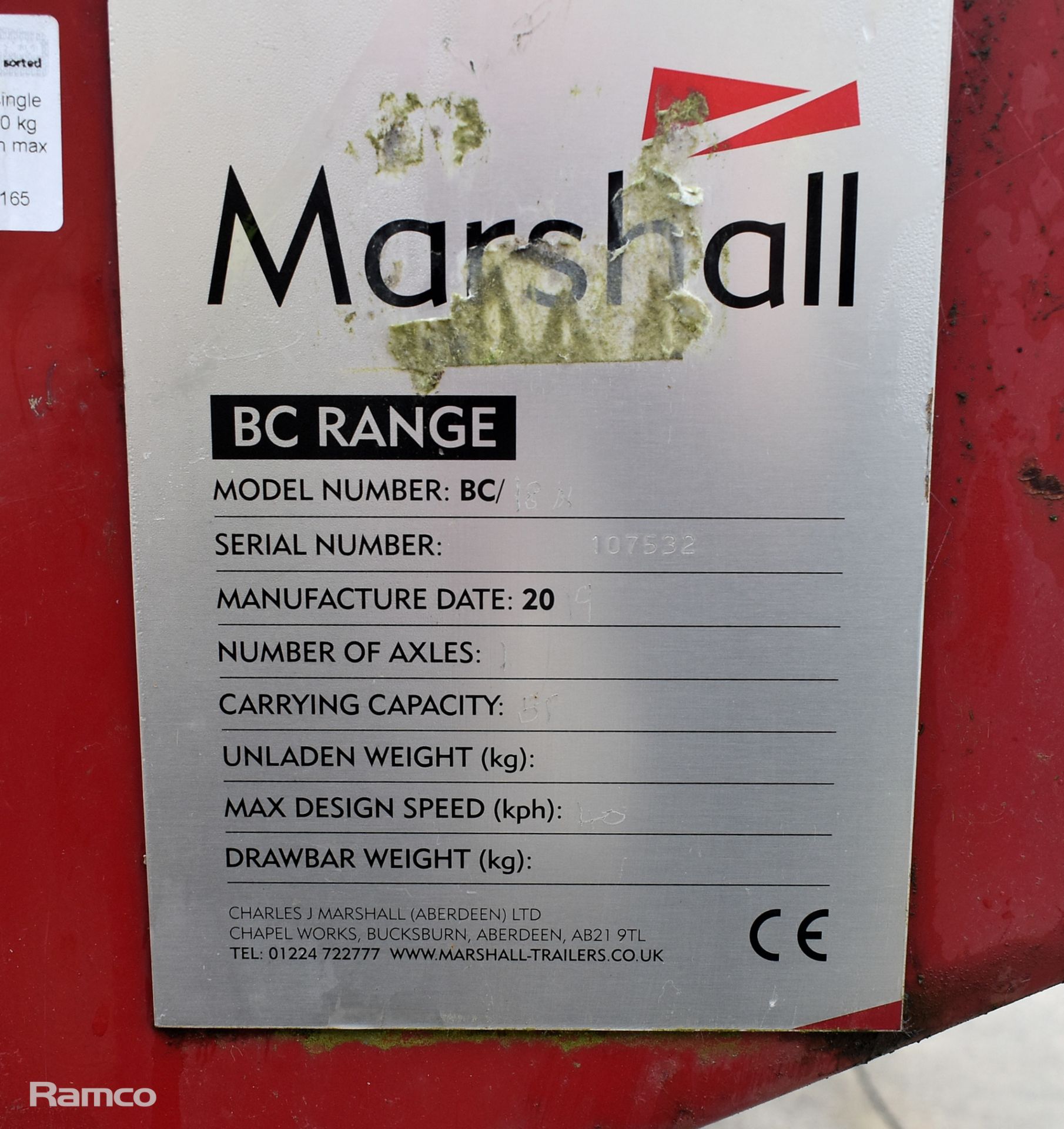 Marshall BC18N 2019 single axle flatbed trailer - 5000kg carrying capacity - serial number 107532 - Bild 8 aus 11
