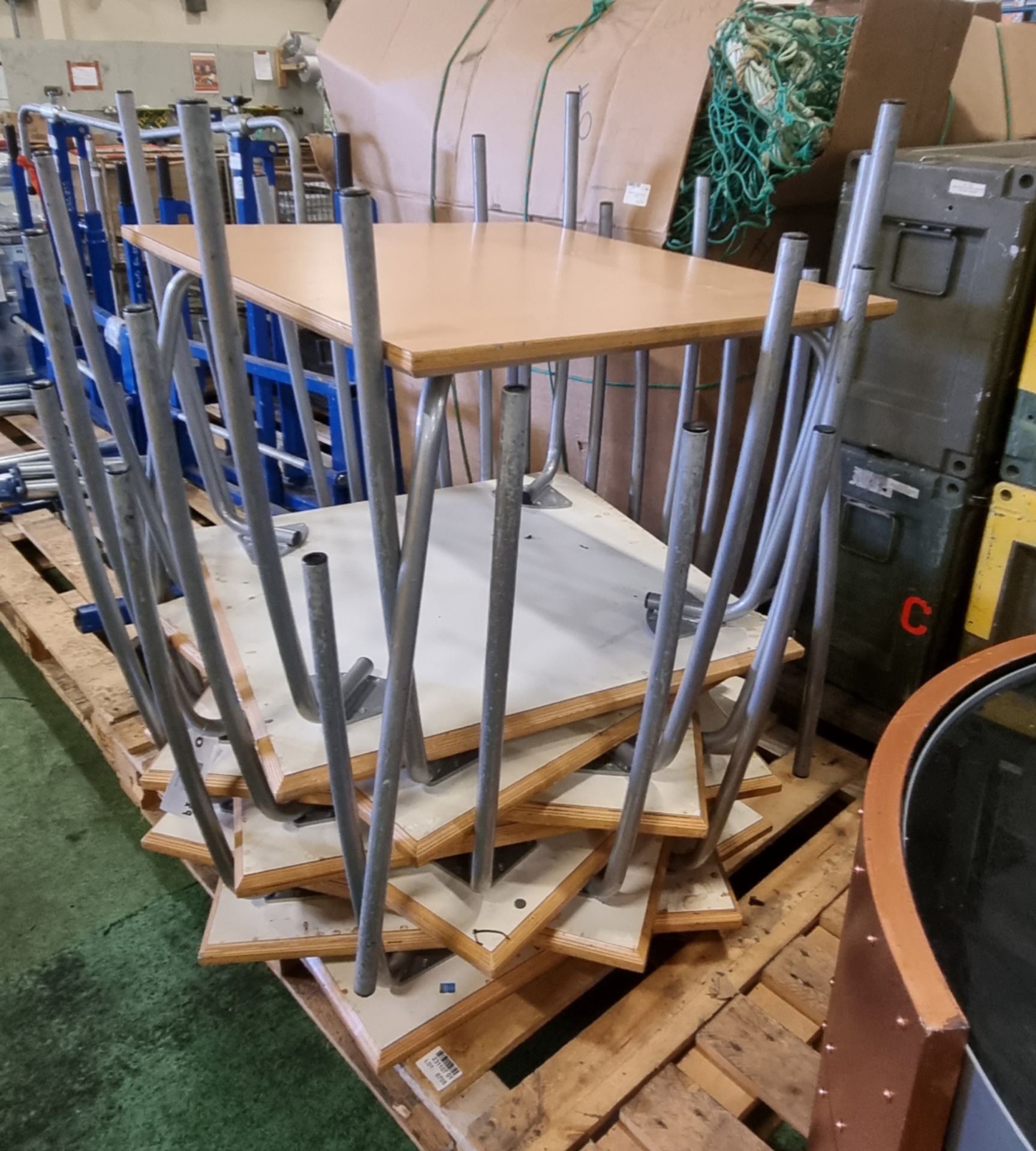 9x Square wooden tables with metal legs - W 750 x D 750 x H 740mm - Image 2 of 4