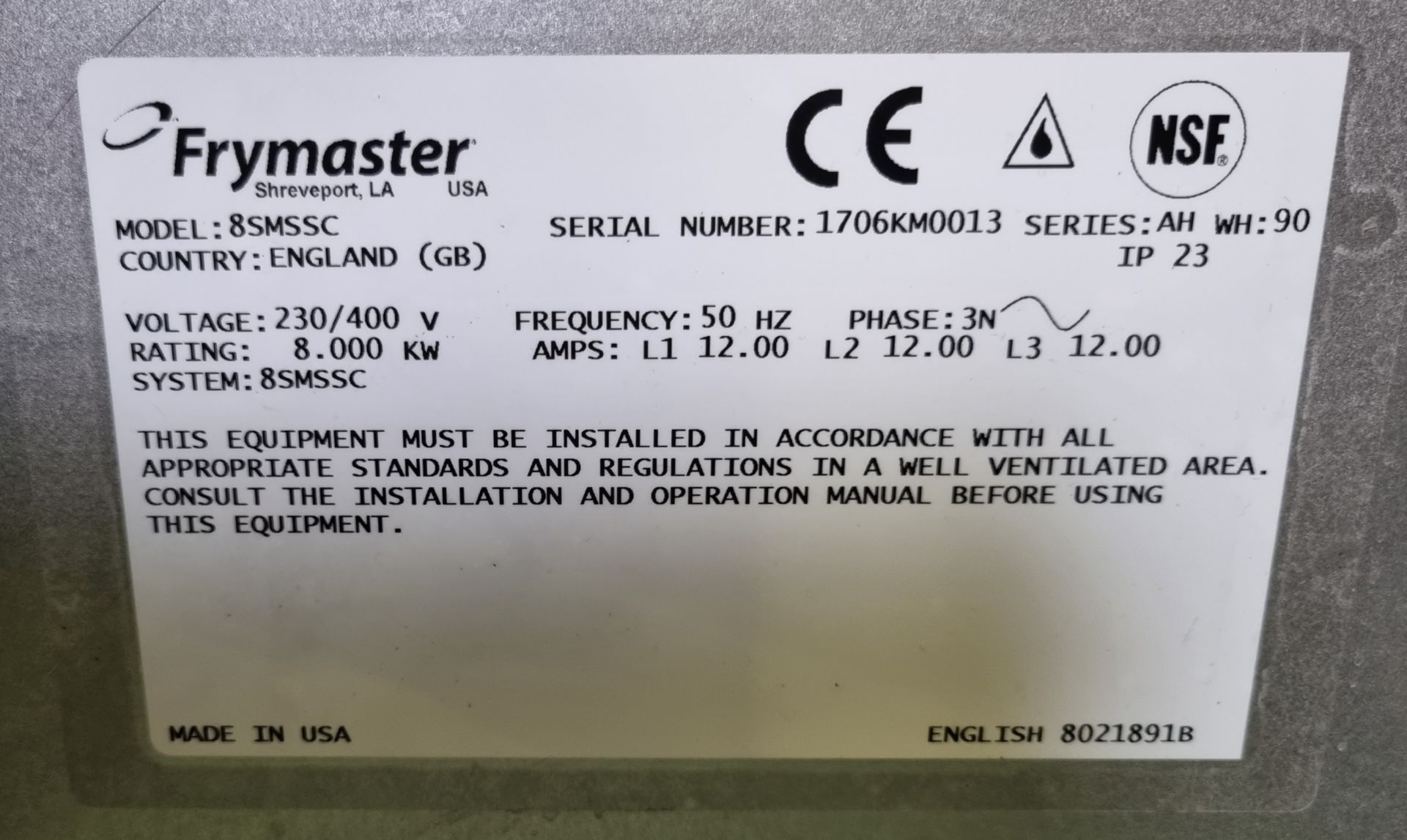 Frymaster 8SMSSC commercial pasta cooker - W 920 x D 850 x H 1450 mm - Bild 4 aus 5