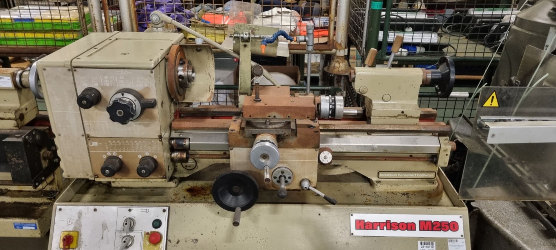 Harrison M250 bench lathe - W 1650 x D 1900 x H 1200mm - 3 Jaw chuck, 4 Jaw chuck, back plate, tails - Image 2 of 7