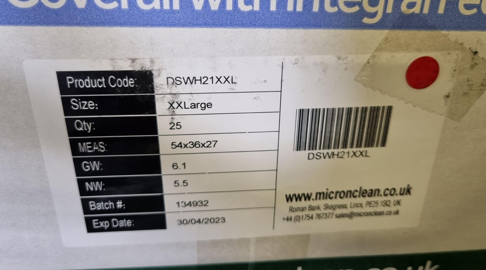 20x boxes of MicroClean SureGuard 3 - size XX Large coveralls with integral feet - 25 per box - Bild 2 aus 5