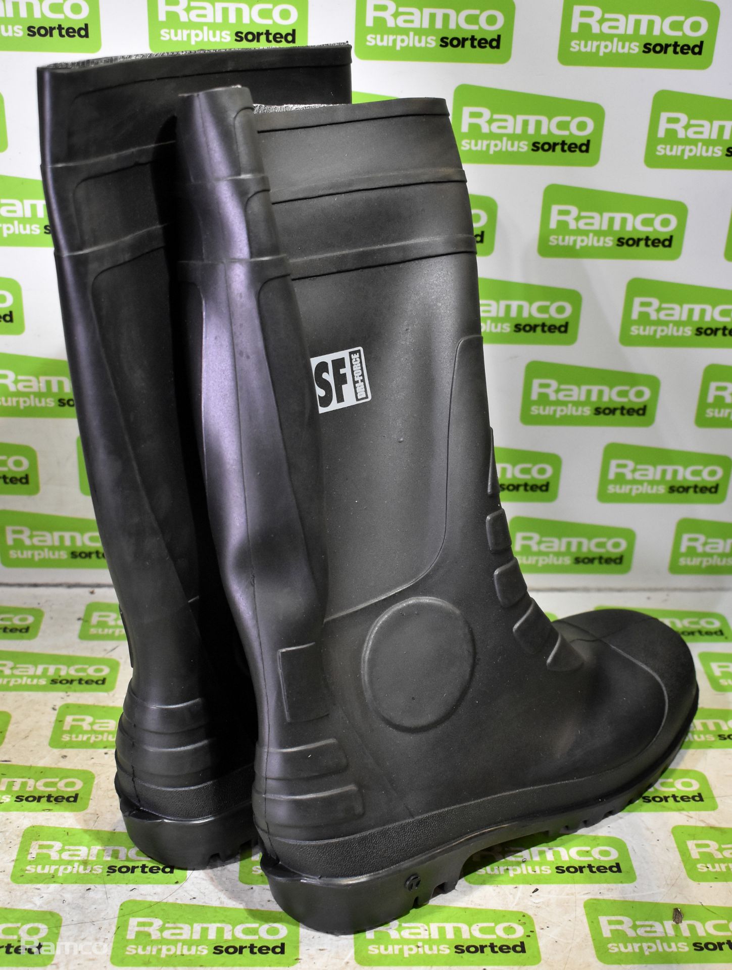 2x pairs of PSF Dri-Force black wellington boots - size: UK 11 - EU 46 - Bild 4 aus 5