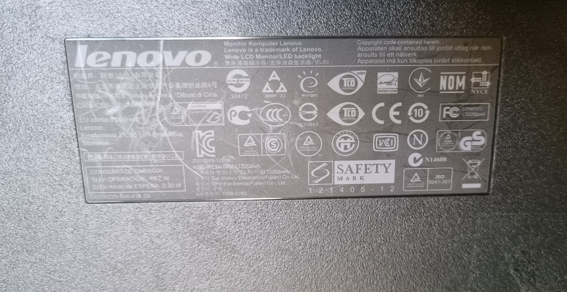 20x Lenovo ThinkVision 22 inch computer monitors - Bild 6 aus 6