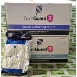 2x boxes of MicroClean SureGuard 3 coveralls with integral feet - size small - 25 units per box