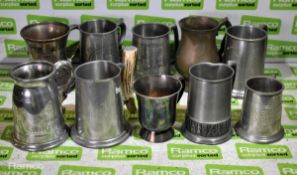 10x EPNS tankards - mixed designs and sizes