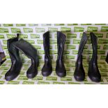 3x pairs of PSF Dri-Force black wellington boots - size: UK 9 - EU 43