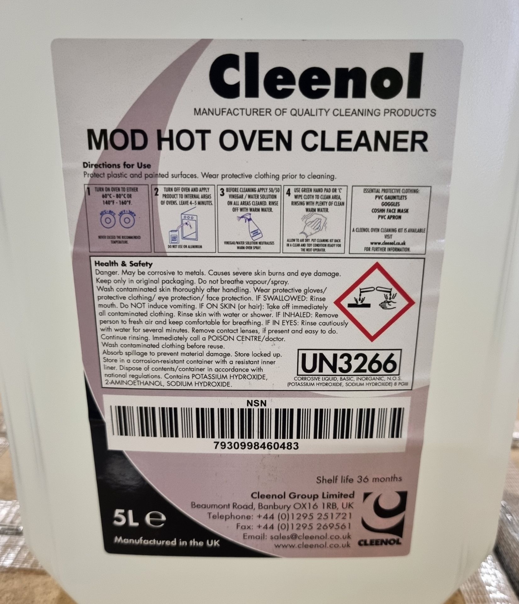 60x boxes of Cleenol Group hot oven cleaner - 5L bottle - 2 bottles per box - Image 4 of 4