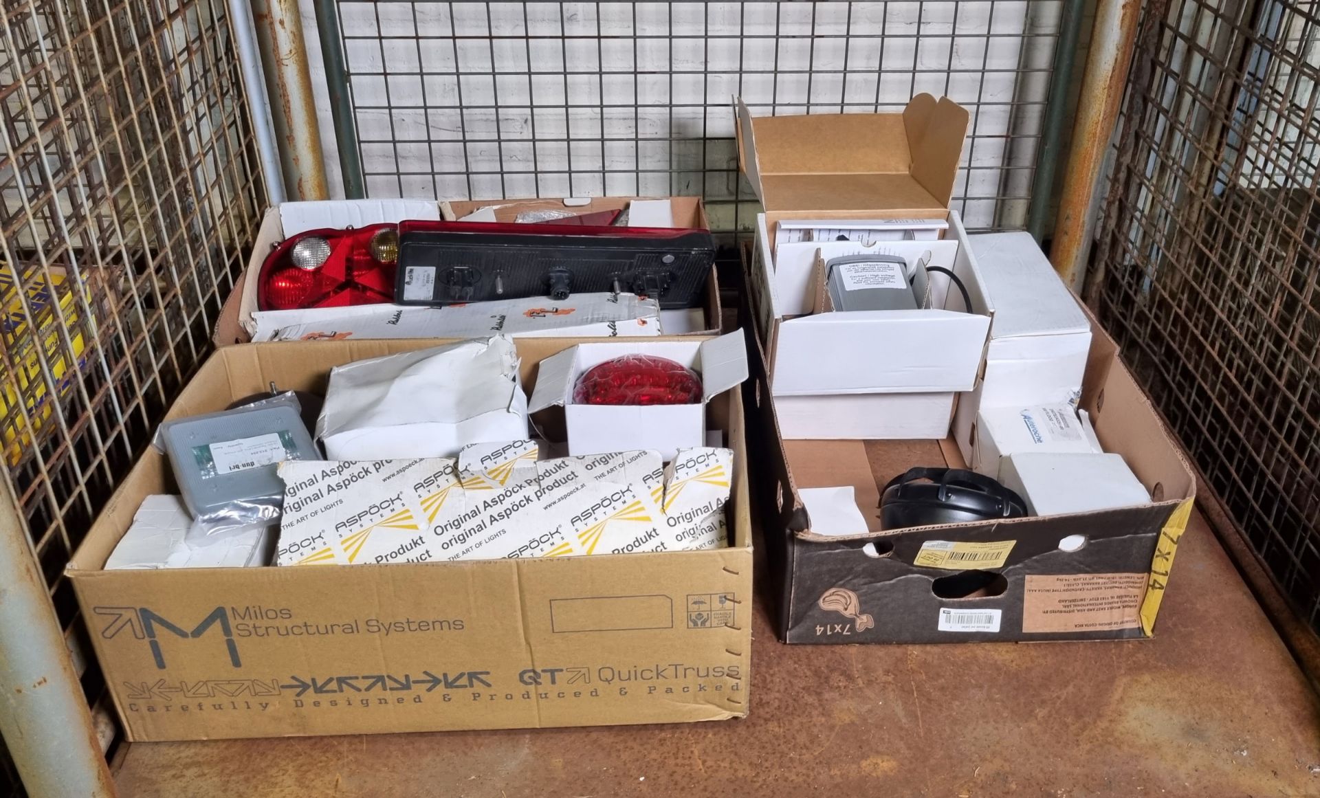Lighting parts - rear truck lights and spotlights - mixed types and sizes