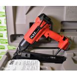 Flex bammer gas fueled nail gun with one gas cartridge in carry case
