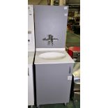 Portable hand wash station with under counter storage & tap L 600 x W 680 x H 1750mm