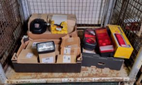 Lighting parts - rear truck lights, strobe lights and spotlights - mixed types and sizes
