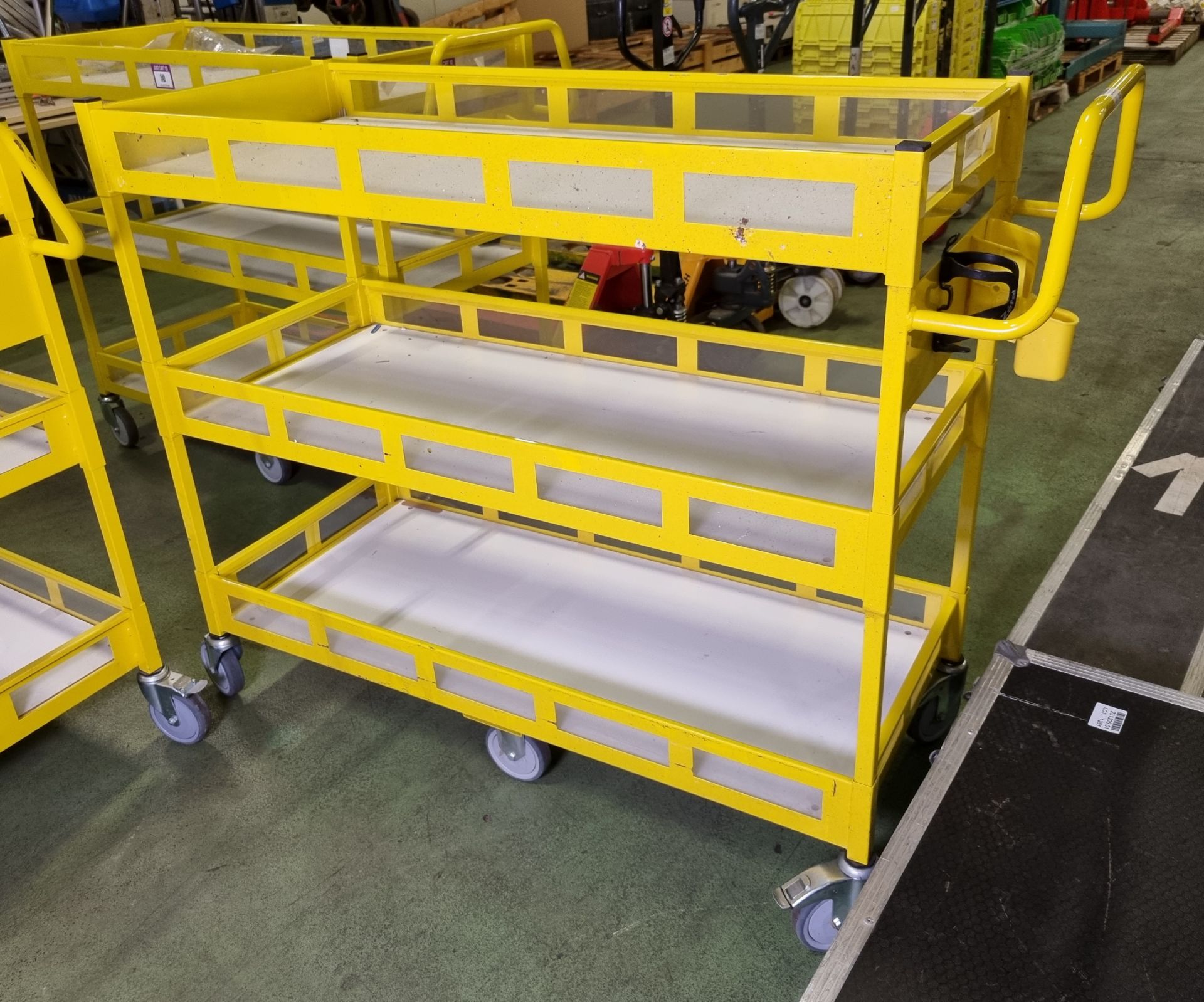 2x Yellow 3-tier general use trolleys - W 1440 x D 550 x H 1150mm - Image 3 of 6