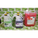 5x bottles of floor cleaning solutions - see description for details