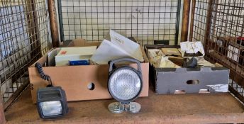 Lighting parts - rear truck lights, strobe lights and spotlights - mixed types and sizes