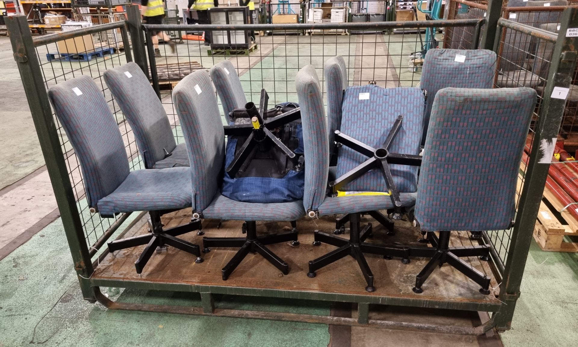 10x Blue fabric chairs with swivel base