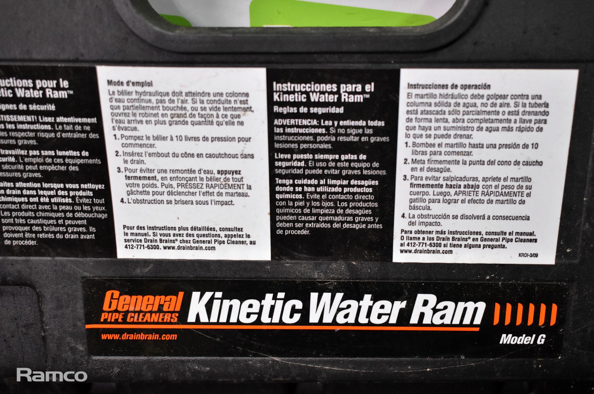 General Pipe Cleaners Model G kinetic water ram in hard plastic storage case - INCOMPLETE KIT - Image 4 of 8