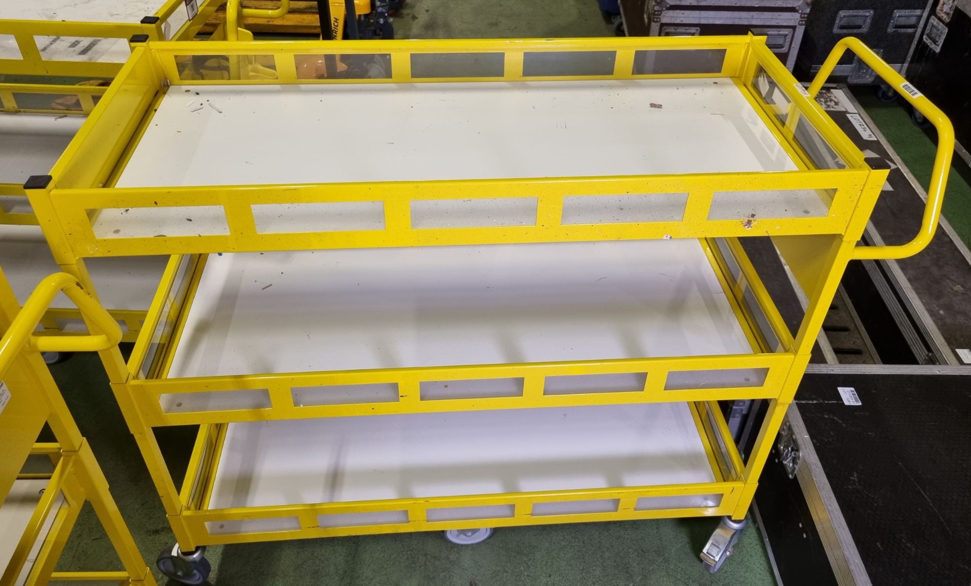2x Yellow 3-tier general use trolleys - W 1440 x D 550 x H 1150mm - Image 4 of 6