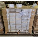 Approximately 250 white ceramic oval plant pots - on original pallet - SOME BROKEN