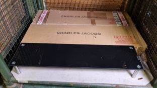 5x Charles Jacobs Glass topped monitor tables - W 1000 x D 260 x H 140 mm