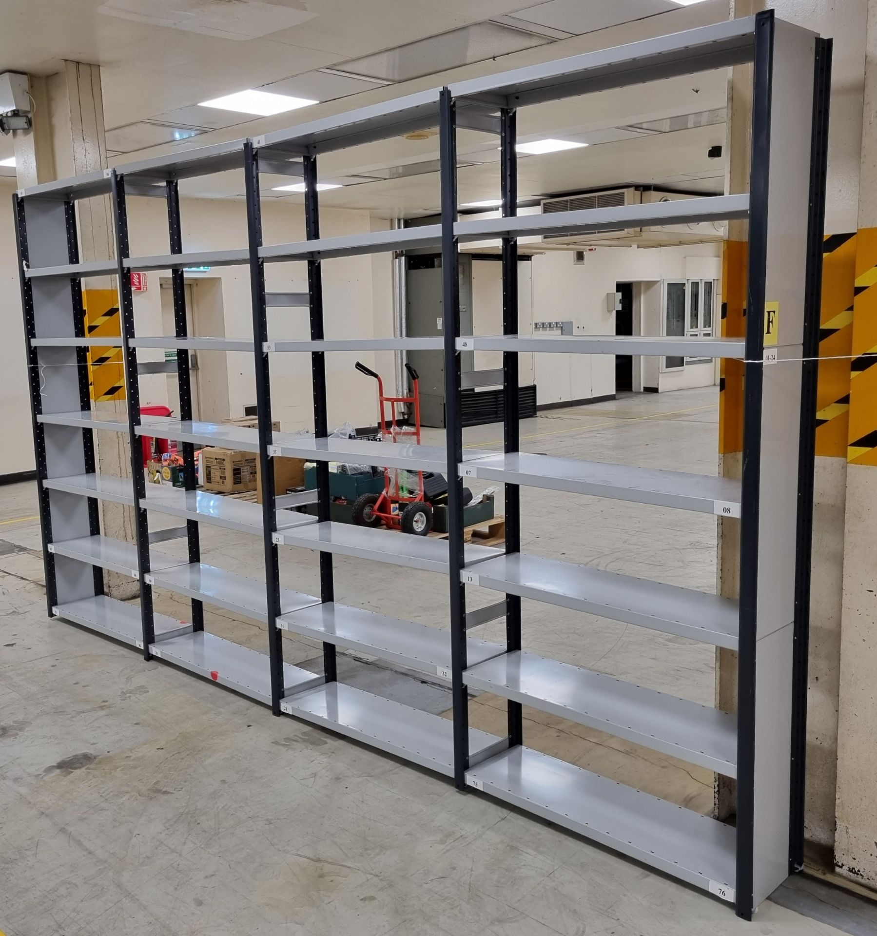 2x sets of Industrial 4 bay shelving assemblies - see description for details - Image 2 of 6