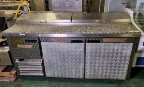 Silver Wing 2D2SP stainless steel 3 door salad prep counter fridge - W 1870 x D 800 x H 1150mm