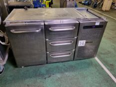 Gram K1407CSG refrigerator with 1 door and 3 drawers - L 1300 x W 750 x H 800mm - NO WORKTOP