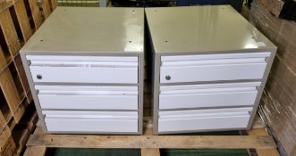 2x 3 drawer storage cabinets with lockable top drawer - W 500 x D 560 x H 460mm