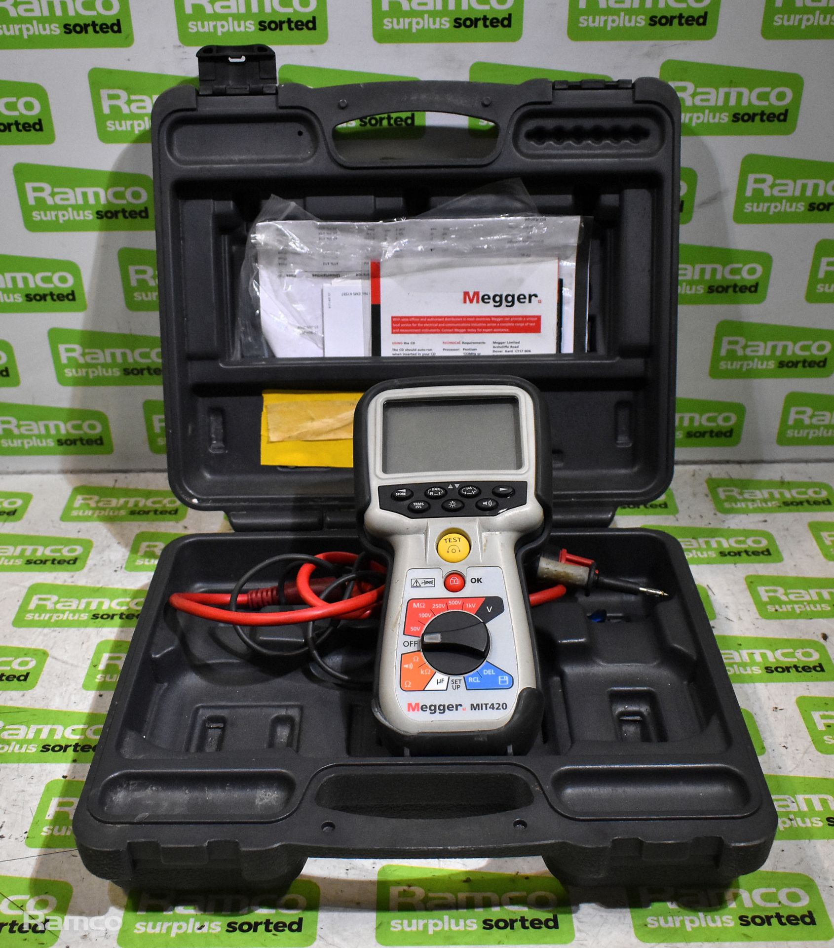 Megger MIT420 insulation and continuity tester with cables and storage case