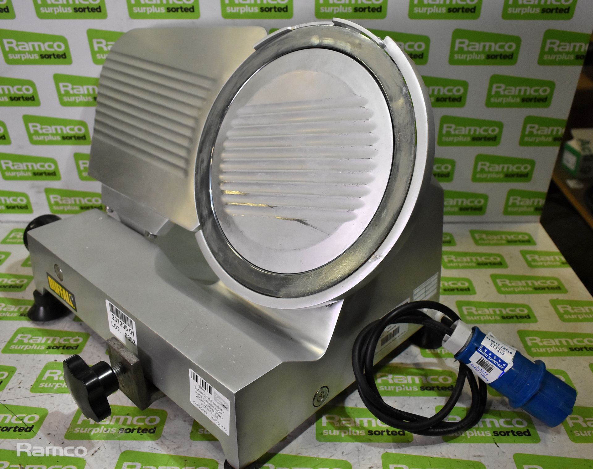 Buffalo CD278 anodised aluminium meat slicer - 250mm cutting blade - INCOMPLETE - Image 3 of 9