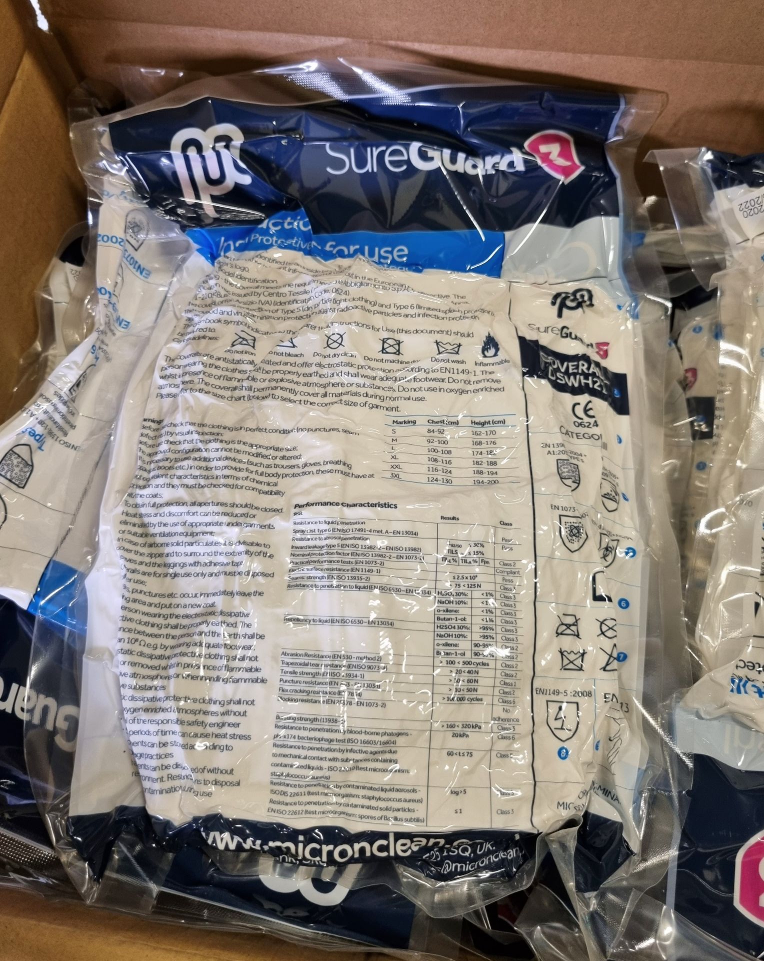 2x boxes of MicroClean SureGuard 3 - size small coverall with integral feet - 25 units per box - Image 5 of 6