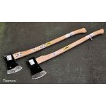 2x Carters 6 pound axes with hickory handles