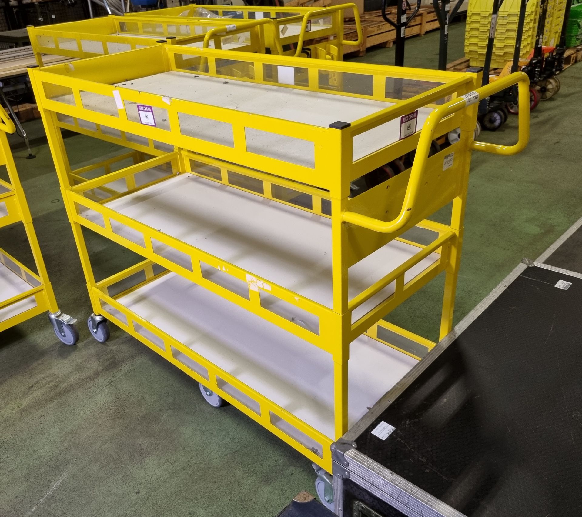 Yellow 3-tier general use trolley - W 1440 x D 550 x H 1150mm - Image 2 of 5